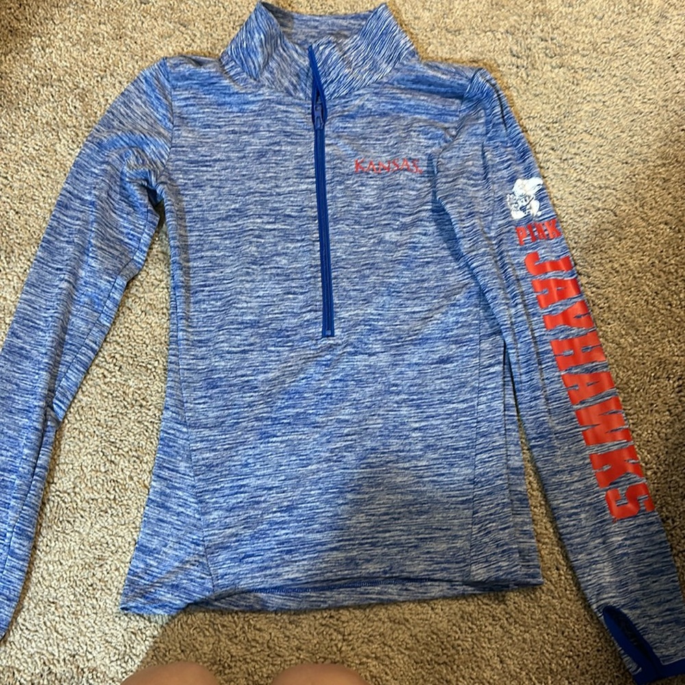 Pink Kansas jayhawk quarter zip